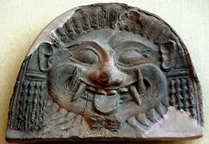 Prints of Terracota antefix tarantini that represents the head of a Gorgon. Late VI century early V century B.C. Museum of Fine Arts. Budapest. Hungary Hungary Prints: Gorgon Terracotta Antefix Print, Late 6th Early 5th Century B.C