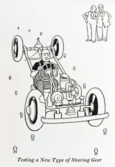 Testing a new type of steering gear / W Heath Robinson Testing a new type of steering gear / W Heath Robinson