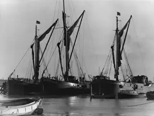 Thames Barges on the Hard, Brightlingsea Print 1950s
