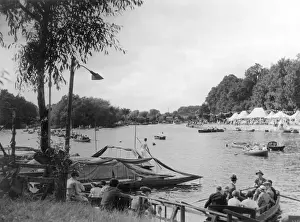 Prints of Fine weather for the Thames Ditton Regatta, near Kingston- upon-Thames, Surrey, England. Date: 1930s Kingston Upon Thames Prints: Thames Ditton Regatta Print, 1930s