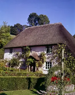 Thatched Cottage at Cockington, Devon Print