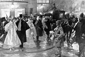 Theatre-goers rushing for carriages, Strand, 1907 Theatre-goers rushing for carriages, Strand, 1907