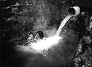 Thermal Spring Bath, New Zealand Print, circa 1940