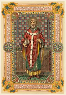 Prints of THOMAS A BECKET English prelate Archbishop of Canterbury 1162 Canterbury Cathedral, St Augustine's Abbey, And St Martin's Church Prints: Thomas A Becket Print - 16th Century English Archbishop
