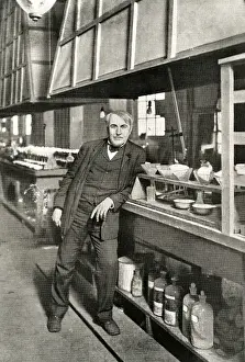 Famous American Inventors Prints: Thomas Edison / Leaning