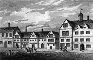 1599 Print of Threadneedle Street London Ancient View