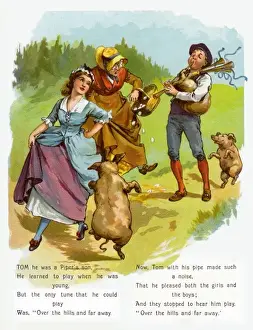 19th Century Print of a Young Piper