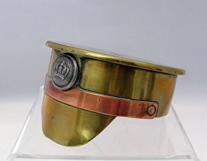 Tommys peaked cap made from German shell case, WW1 Tommys peaked cap made from German shell case, WW1