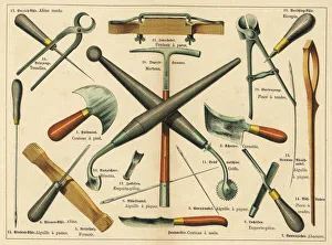 Tools used by a saddler and upholsterer Tools used by a saddler and upholsterer