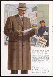 Window-pane check topcoat print, single-breasted