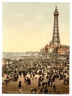 Blackpool Tower Prints: The tower with beach, Blackpool, England