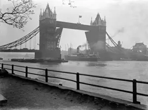 Early 1930s Print of Open Tower Bridge, London