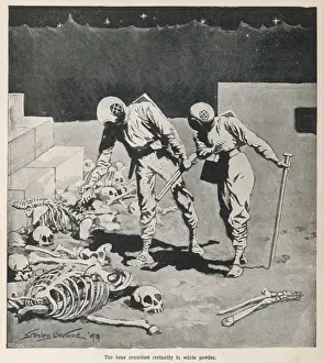 Prints of Space travellers of days to come may well find traces of the Moons former inhabitants lying about among the ruins of their civilisation Space Exploration Prints: Mary Evans Prints Online - Traces on the Moon Print