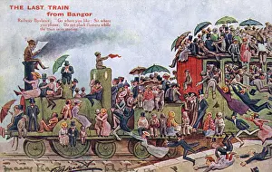 Prints of The Last train from Bangor, Northern Ireland Date: circa 1906 Railway Prints: The Last Train from Bangor Print circa 1906