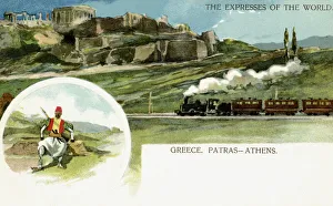 Train on the Patras to Athens railway, Greece Train on the Patras to Athens railway, Greece