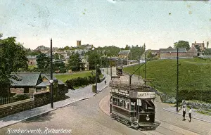Prints of Tram advertising Mappins Beers, Kimberworth, Rotherham, near Sheffield, Yorkshire, England. Date: 1900s Poster Prints: Early 20th Century Tram Print Advertising Mappins Beers
