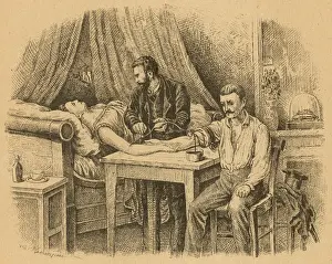 Medical Anatomy Illustration Prints: Transfusing Blood, 1880