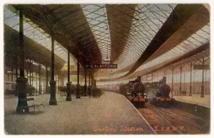 Victorian Era Transport Prints: Euston Platform & Trains