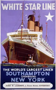 White Star Line Print: Southampton to New York Travel Poster