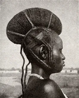 Tribeswoman with headdress, French Congo, Central Africa Tribeswoman with headdress, French Congo, Central Africa