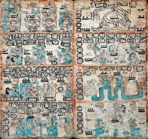 Trocortesian or Madrid Codex Print, 16th Century