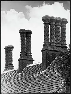 Prints of Some fine Tudor chimneys at Bramhall Hall, Cheshire, England Cheshire Prints: Tudor Print: Bramhall Hall Chimneys in Cheshire