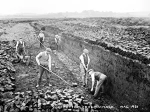 Early 20th Century Irish Turf Cutting Print
