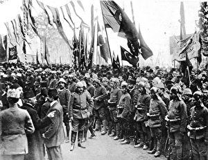 Turkish troops listening to the Sheikh-Ul-Islams proclamation in Constantinople Turkish troops listening to the Sheikh-Ul-Islams proclamation in Constantinople
