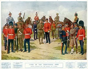 Territorials in Various Uniforms Print, Early 20th Century