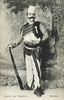 Albanian Traditional Clothing Prints: Typical Albanian soldier from Shkoder