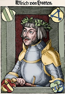 Ulrich von Hutten (1488-1523). Engraving. Colored Ulrich von Hutten (1488-1523). Engraving. Colored