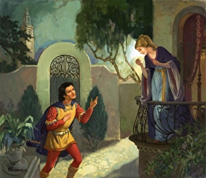 Unidentified balcony scene, possibly Romeo and Juliet Unidentified balcony scene, possibly Romeo and Juliet
