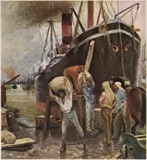 Vintage Harbour Scenes Prints: Unloading Cargo