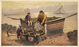 Vintage Fishing Boats Prints: Unloading the Catch