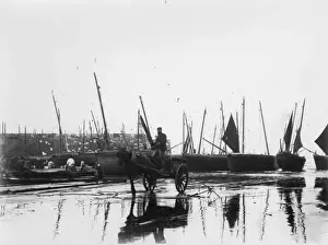 Cornish Harbour Scene Prints: Unloading the catch at St Ives, Cornwall