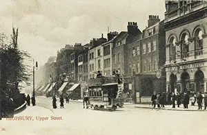 Upper Street, Islington, London Print: Late 19th Century Horse Tram Scene