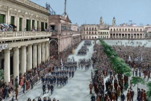 Uruguay. Montevideo. Army parade in honour of the President Uruguay. Montevideo. Army parade in honour of the President