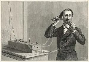 Alexander Graham Bell Invention Prints: Using Bells Telephone