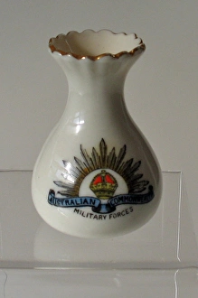 Vase with gold rim, marked on base The Coronet Ware Vase with gold rim, marked on base The Coronet Ware