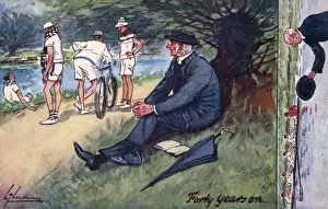 Vicar Remembering Youth - Rowing Print circa 1906