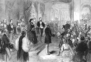 Prints of Queen Victoria opens the newly completed St Thomas Hospital, situated on the southern Thames Embankment in Lambeth, London, across the river from the Palace of Westminster Royalty Prints: Victoria Opens St Thomas Hospital, London Print, June 1871