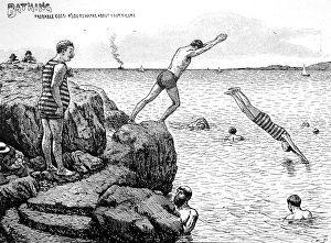 Victorian Bathers Diving off Rocks, 1898 Victorian Bathers Diving off Rocks, 1898