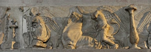 Victory goddesses decorate candelabras and sacrifice bulls Victory goddesses decorate candelabras and sacrifice bulls