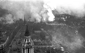 View of City fires from St Pauls Cathedral, WW2 View of City fires from St Pauls Cathedral, WW2