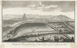 Gloucestershire Countryside Scenes Prints: View of Gloucester C18Th