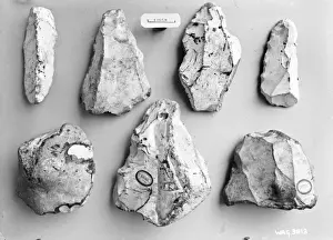 Grey Background Images Prints: A view of small flints on a grey background