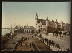 View of the Steen with the port, Antwerp, Belgium View of the Steen with the port, Antwerp, Belgium