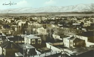Prints of View out over the houses of Tehran, Iran, looking toward the mountains Date: circa 1920s Tehran Prints: View of Tehran, Iran Print circa 1920s