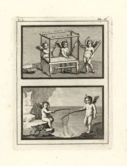 Cupids at Work: Copperplate Engraved Print, 1789