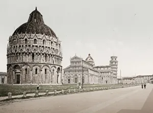 Vintage 19th century photograph: Baptistery, Duomo and Leaning Tower of Pisa, Italy Vintage 19th century photograph: Baptistery, Duomo and Leaning Tower of Pisa, Italy